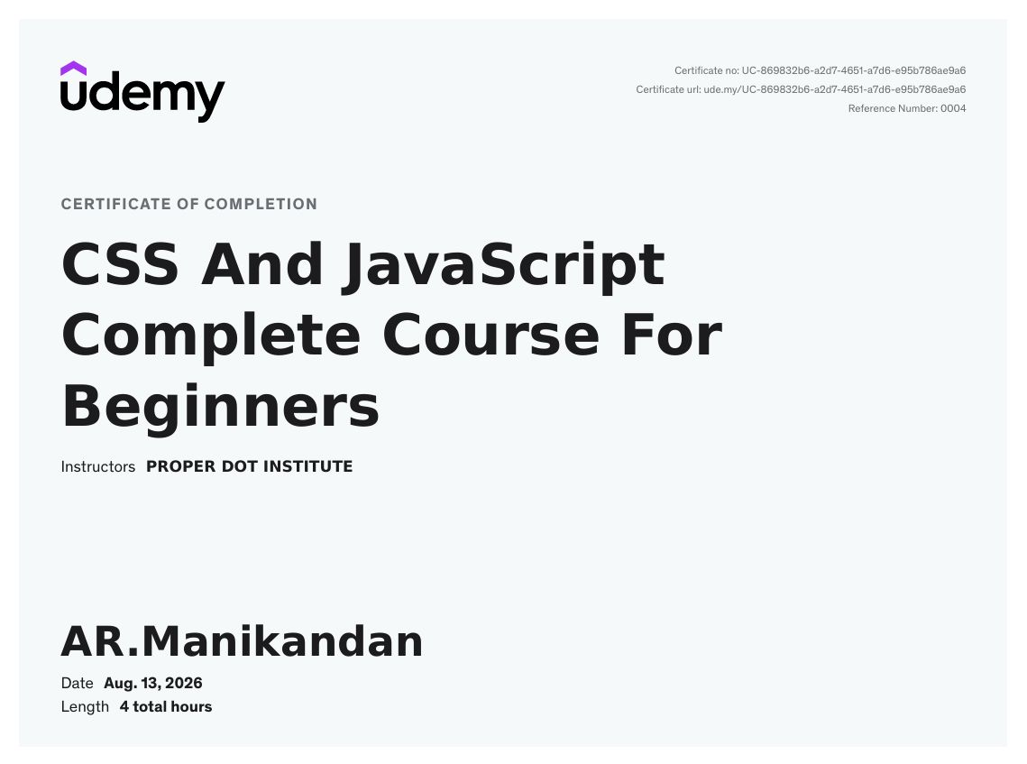 JavaScript & css Certification